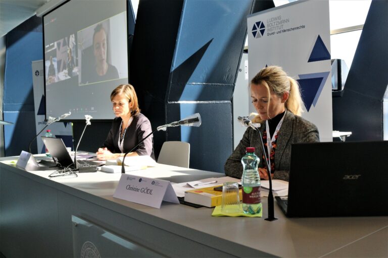 Teilnehmerinnen des Panel IX: Daniela Pisoiu (via Zoom), Andrea Lehner und Christine Gödl