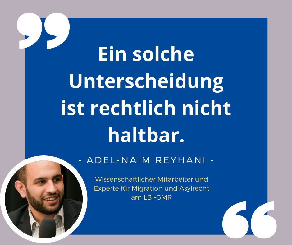 Zitat Adel-Naim Reyhani: "Eine solche Unterscheidung ist rechtlich nicht haltbar"
